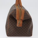 CELINE Macadam Canvas Boston Bag PVC Leather Brown Gold Auth ka2619-4