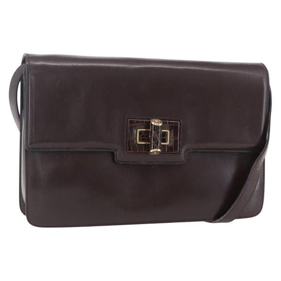 GUCCI Shoulder Bag Leather Brown Gold 004 46 0087 Auth ka263