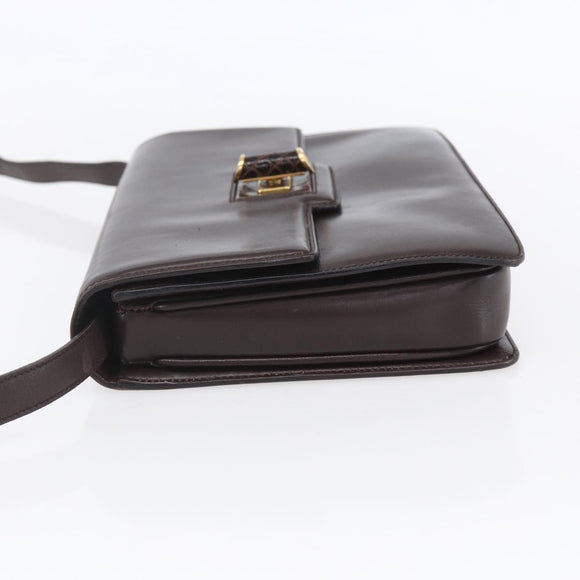 GUCCI Shoulder Bag Leather Brown Gold 004 46 0087 Auth ka263