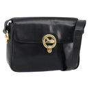CELINE Horse Carriage Shoulder Bag Leather Black Gold Auth ka264-1
