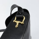 CELINE Horse Carriage Shoulder Bag Leather Black Gold Auth ka264-9