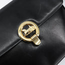 CELINE Horse Carriage Shoulder Bag Leather Black Gold Auth ka264-18
