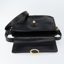 CELINE Horse Carriage Shoulder Bag Leather Black Gold Auth ka264-10