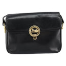 CELINE Horse Carriage Shoulder Bag Leather Black Gold Auth ka264-13