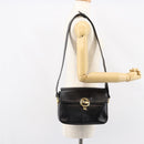 CELINE Horse Carriage Shoulder Bag Leather Black Gold Auth ka264-23