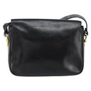 CELINE Horse Carriage Shoulder Bag Leather Black Gold Auth ka264-2