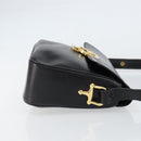CELINE Horse Carriage Shoulder Bag Leather Black Gold Auth ka264-3