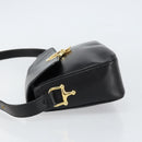 CELINE Horse Carriage Shoulder Bag Leather Black Gold Auth ka264-4
