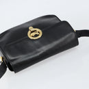 CELINE Horse Carriage Shoulder Bag Leather Black Gold Auth ka264-6