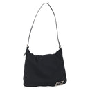 FENDI Shoulder Bag Nylon Black Silver Auth ka265-1