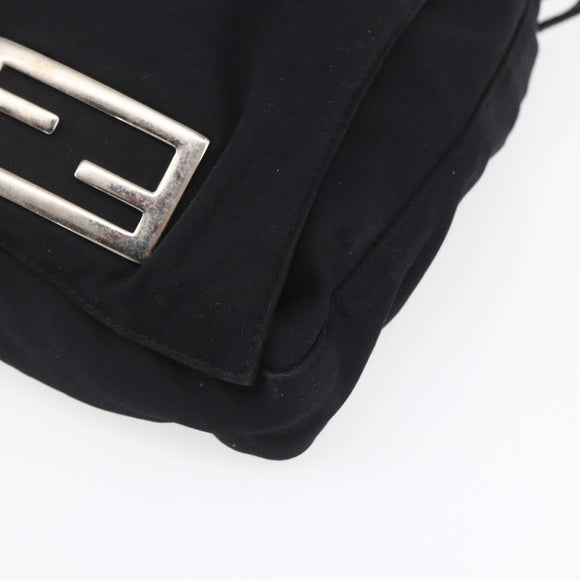 FENDI Shoulder Bag Nylon Black Silver Auth ka265