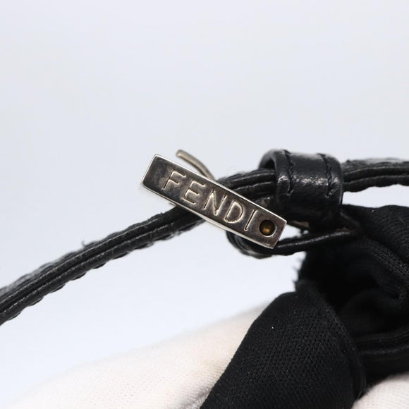 FENDI Shoulder Bag Nylon Black Silver Auth ka265