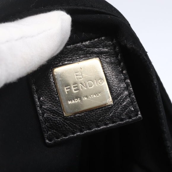 FENDI Shoulder Bag Nylon Black Silver Auth ka265