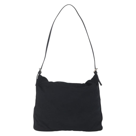 FENDI Shoulder Bag Nylon Black Silver Auth ka265