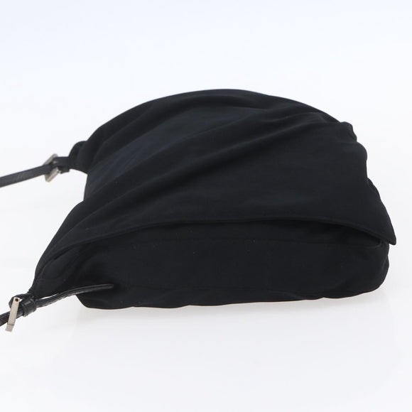 FENDI Shoulder Bag Nylon Black Silver Auth ka265