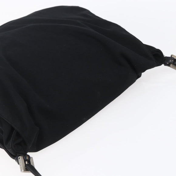 FENDI Shoulder Bag Nylon Black Silver Auth ka265
