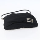 FENDI Shoulder Bag Nylon Black Silver Auth ka265-5