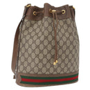 GUCCI GG Supreme Web Sherry Line Bag PVC Beige Gold 41 02 085 Auth ka2661-1