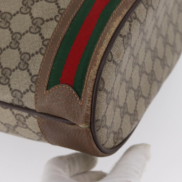 GUCCI GG Supreme Web Sherry Line Bag PVC Beige Gold 41 02 085 Auth ka2661
