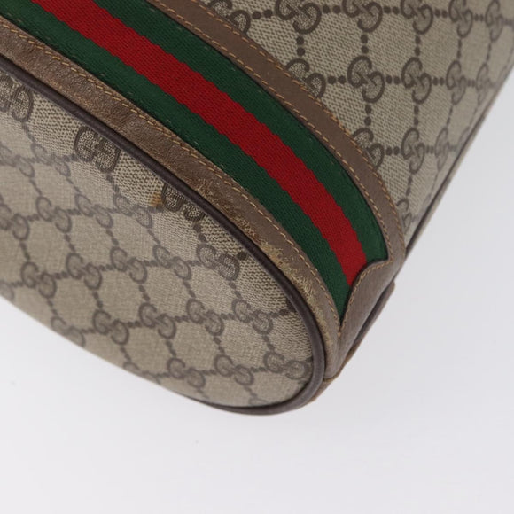 GUCCI GG Supreme Web Sherry Line Bag PVC Beige Gold 41 02 085 Auth ka2661