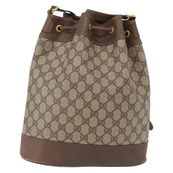 GUCCI GG Supreme Web Sherry Line Bag PVC Beige Gold 41 02 085 Auth ka2661