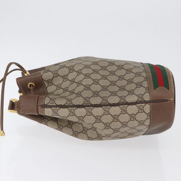 GUCCI GG Supreme Web Sherry Line Bag PVC Beige Gold 41 02 085 Auth ka2661