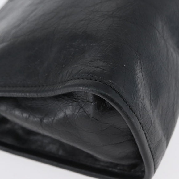 GUCCI Clutch Bag Leather Black Silver 575991 Auth ka2665