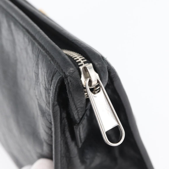 GUCCI Clutch Bag Leather Black Silver 575991 Auth ka2665