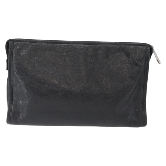 GUCCI Clutch Bag Leather Black Silver 575991 Auth ka2665