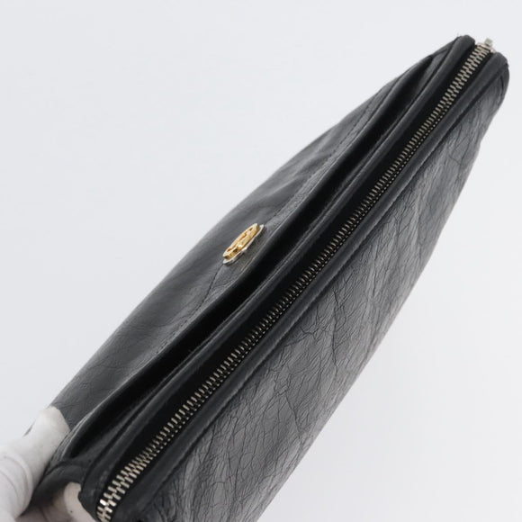 GUCCI Clutch Bag Leather Black Silver 575991 Auth ka2665