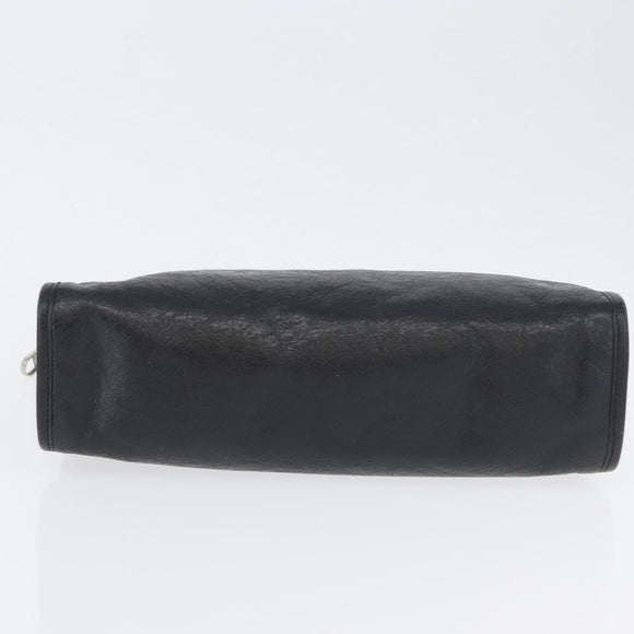 GUCCI Clutch Bag Leather Black Silver 575991 Auth ka2665