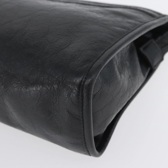 GUCCI Clutch Bag Leather Black Silver 575991 Auth ka2665