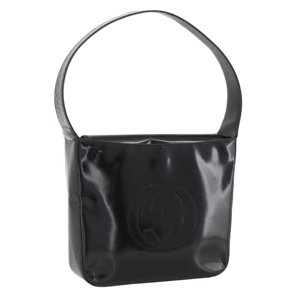 GUCCI Soho Shoulder Bag Patent leather Black Silver 000 1013 0506 Auth ka2677
