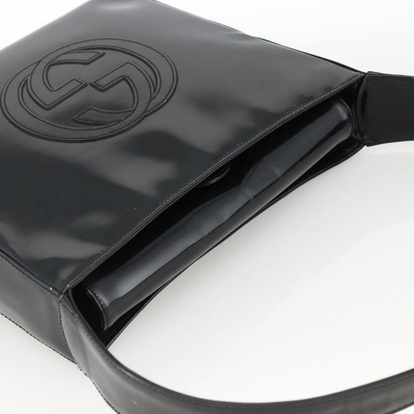 GUCCI Soho Shoulder Bag Patent leather Black Silver 000 1013 0506 Auth ka2677