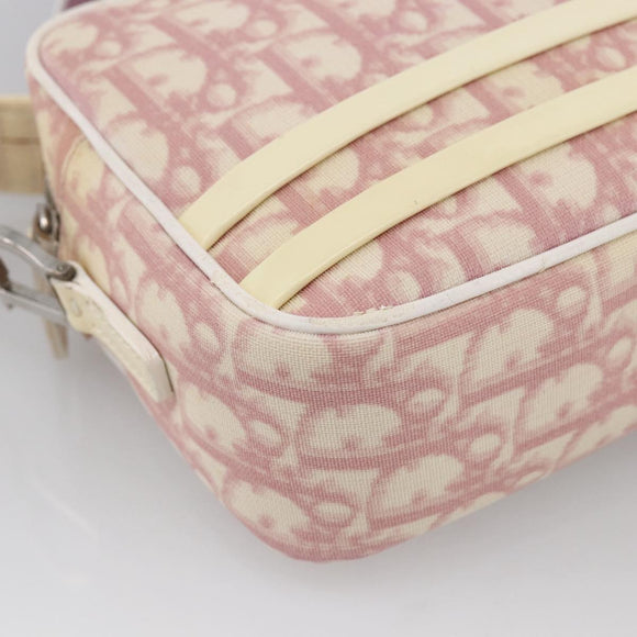 Christian Dior Trotter Canvas Shoulder Bag PVC Pink Silver Auth ka2681