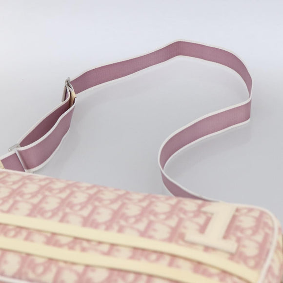 Christian Dior Trotter Canvas Shoulder Bag PVC Pink Silver Auth ka2681