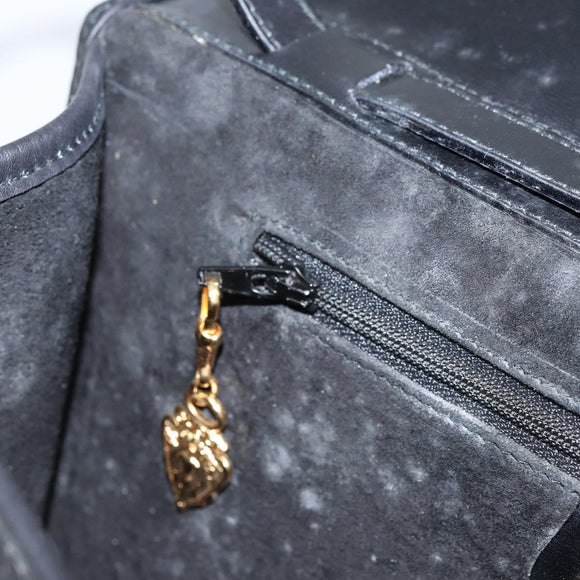 GUCCI Shoulder Bag Leather Black Gold Auth ka2682