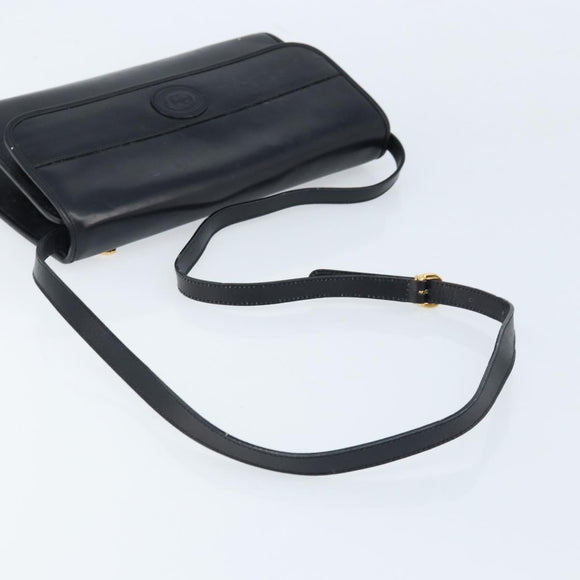 GUCCI Shoulder Bag Leather Black Gold Auth ka2682