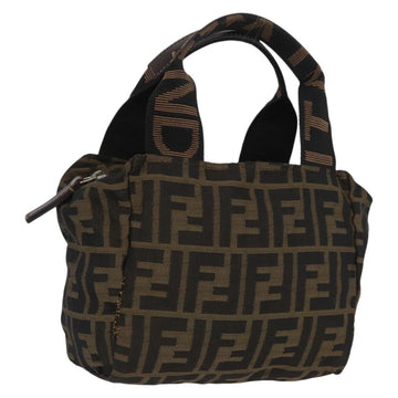 FENDI Zucca Canvas Hand Bag Black Brown Auth ka2689