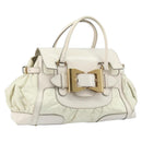 GUCCI Hand Bag Leather White Gold 189883 Auth ka2690-1