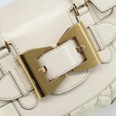 GUCCI Hand Bag Leather White Gold 189883 Auth ka2690-17