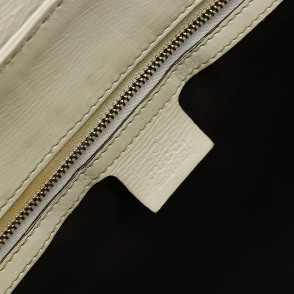 GUCCI Hand Bag Leather White Gold 189883 Auth ka2690