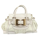 GUCCI Hand Bag Leather White Gold 189883 Auth ka2690-13