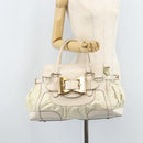 GUCCI Hand Bag Leather White Gold 189883 Auth ka2690-23