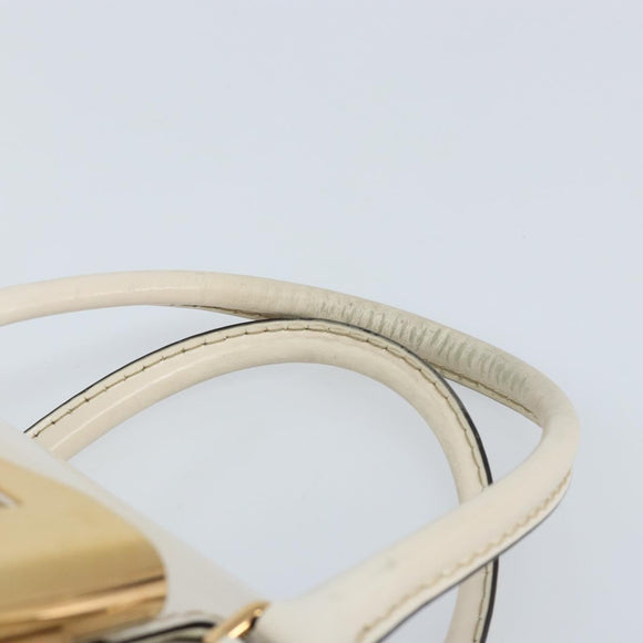 GUCCI Hand Bag Leather White Gold 189883 Auth ka2690