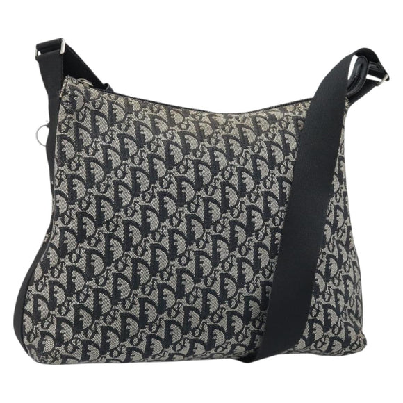 Christian Dior Trotter Canvas Shoulder Bag Navy Silver Auth ka2692