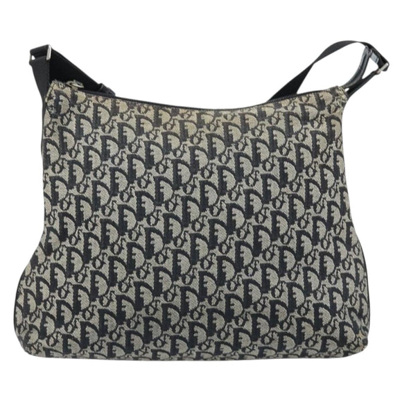 Christian Dior Trotter Canvas Shoulder Bag Navy Silver Auth ka2692