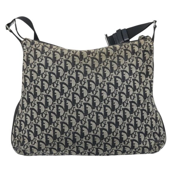 Christian Dior Trotter Canvas Shoulder Bag Navy Silver Auth ka2692