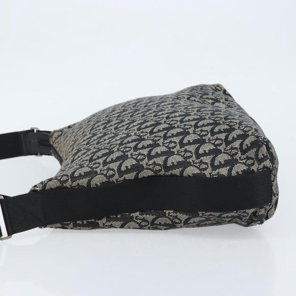 Christian Dior Trotter Canvas Shoulder Bag Navy Silver Auth ka2692