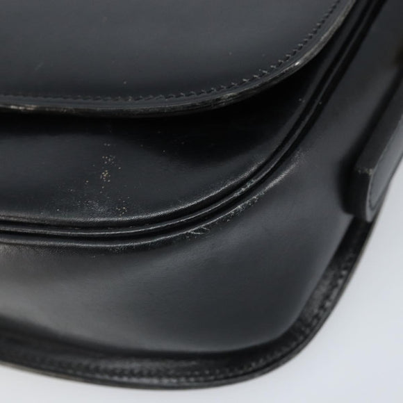CELINE Shoulder Bag Leather Black Gold Auth ka2696